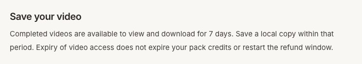 Bulin 47 AI policy page explaining the seven-day window for viewing and downloading completed videos
